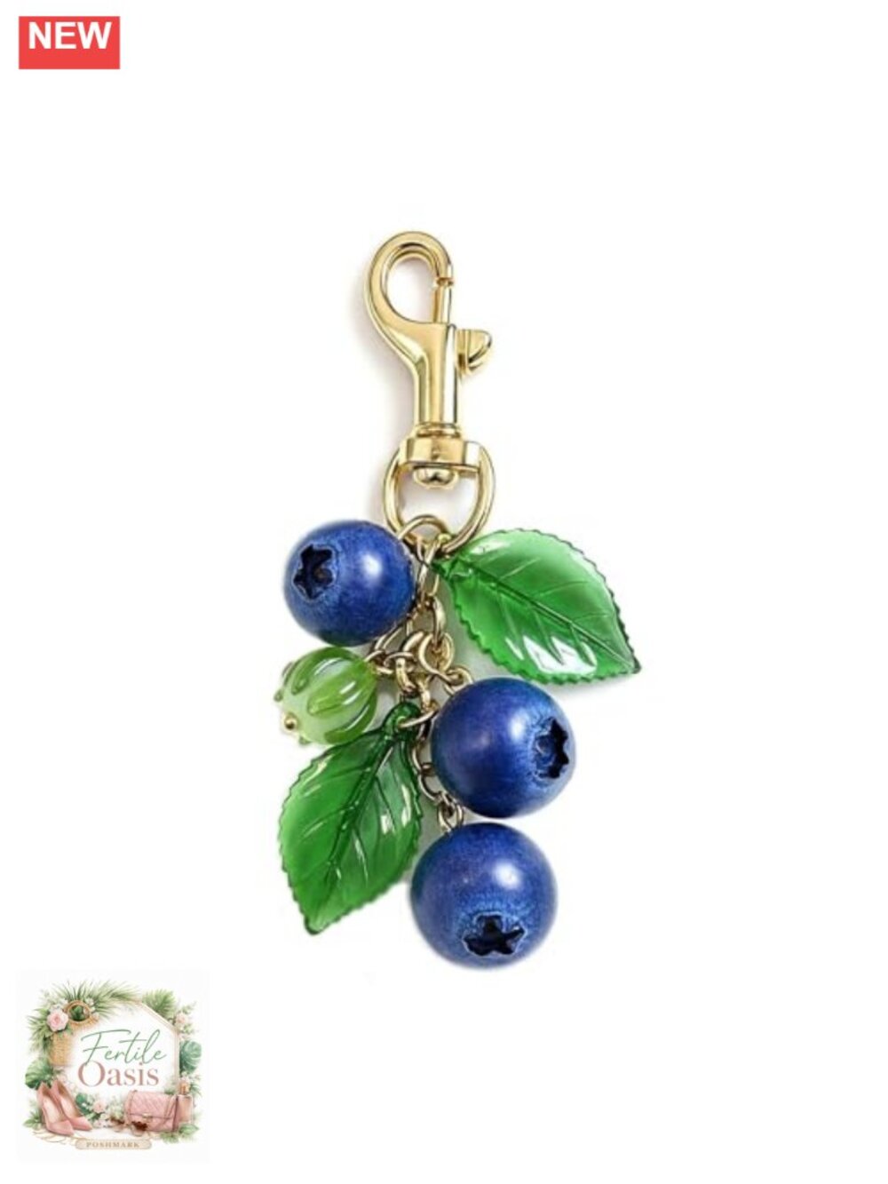 Blueberry Keychain Women 3D Fruit Bag Charm Kawaii Purse Charm Resin Acrylic